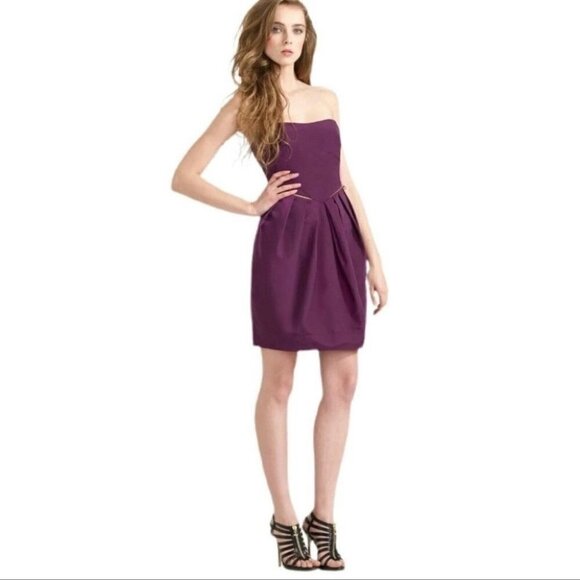See By Chloé Women's Purple Ottoman Strapless Mini Dress 8 - Picture 1 of 8